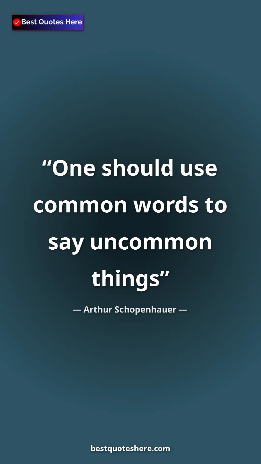 Pinterest quote poster by Arthur Schopenhauer: "One should use common words to say uncommon things"