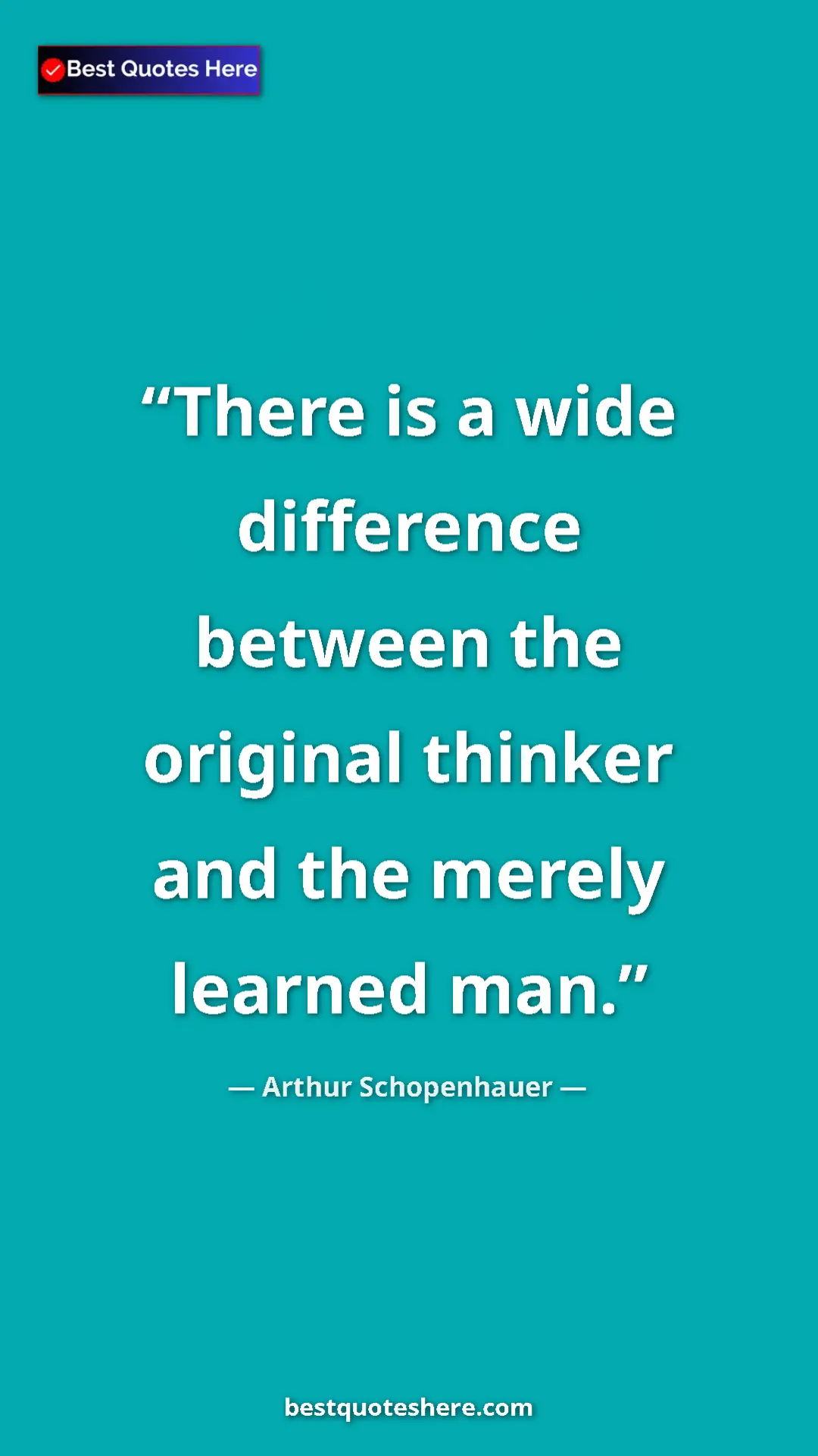 Pinterest quote poster by Arthur Schopenhauer: "There is a wide difference between the original thinker and..."