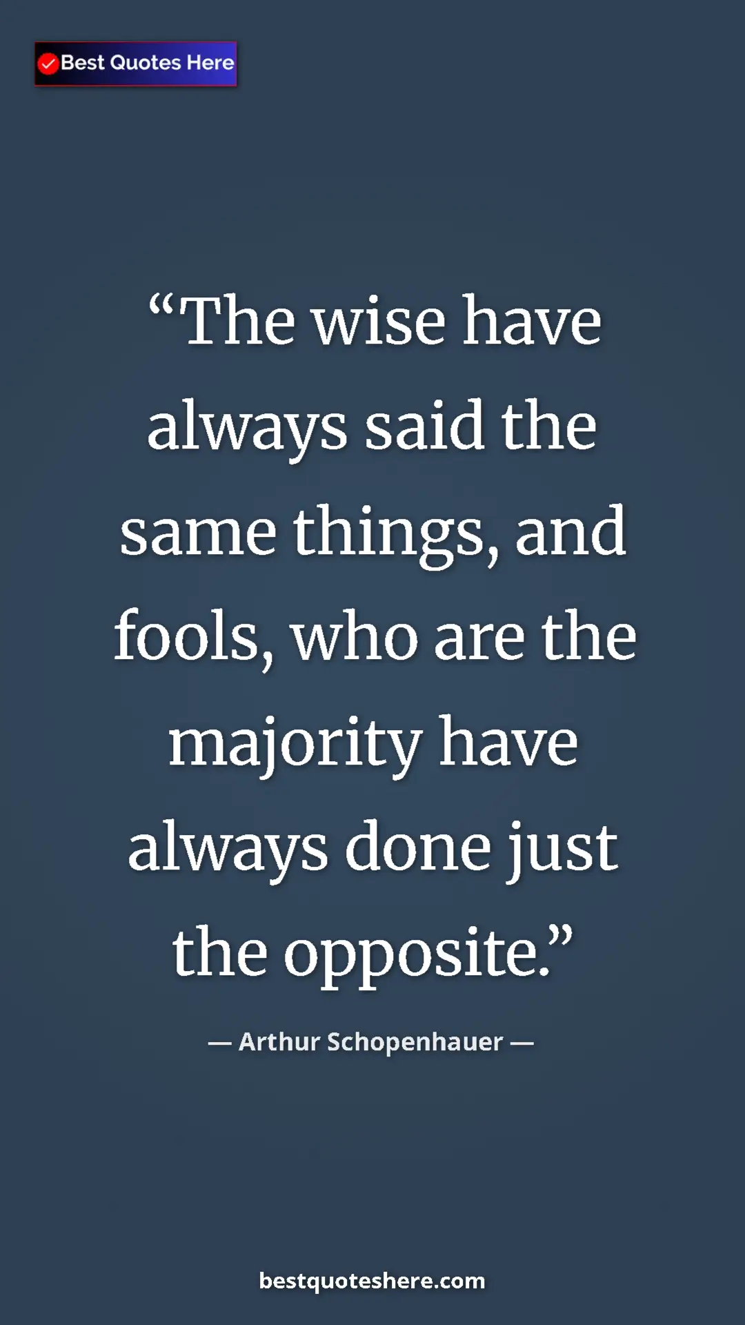 Pinterest quote poster by Arthur Schopenhauer: "The wise have always said the same things, and fools, who..."