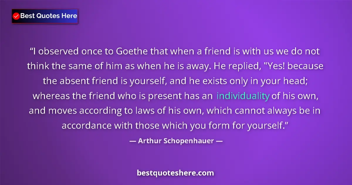 Quote by Arthur Schopenhauer: I observed once to Goethe that when a friend is wi