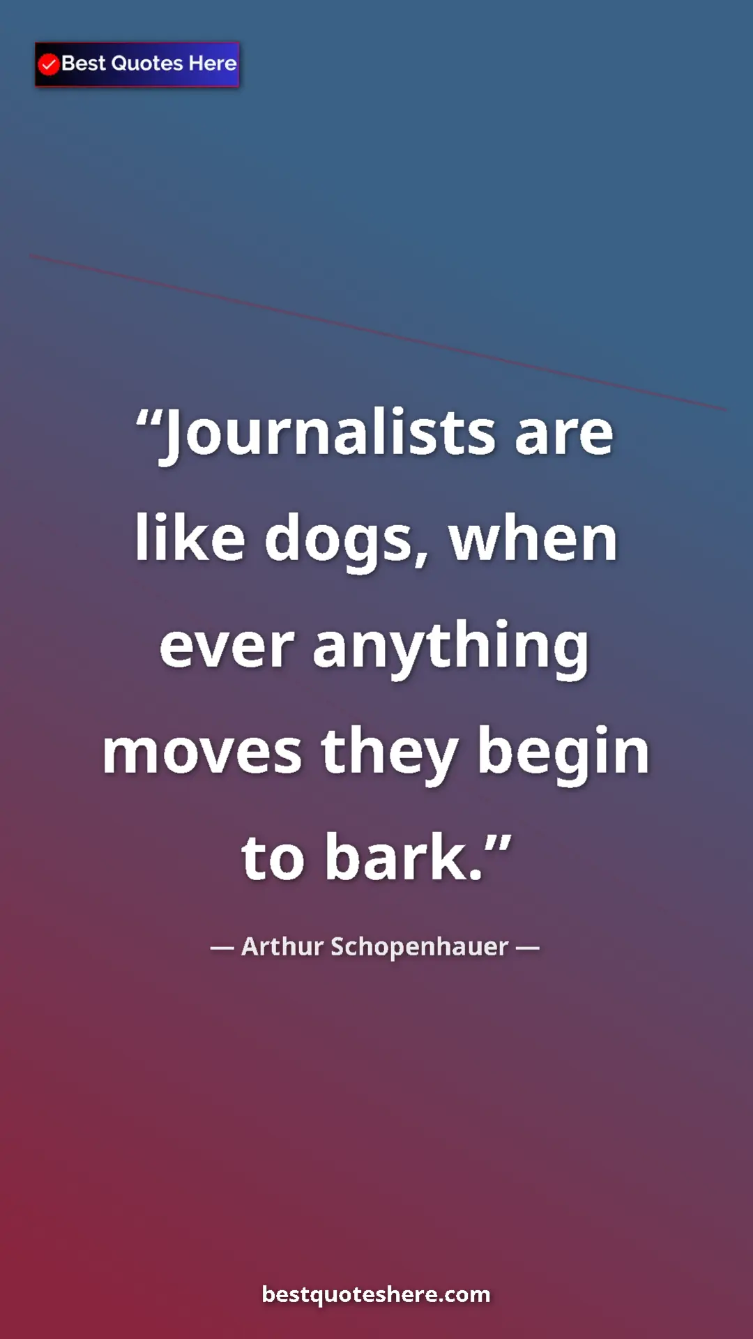 Pinterest quote poster by Arthur Schopenhauer: "Journalists are like dogs, when ever anything moves they..."