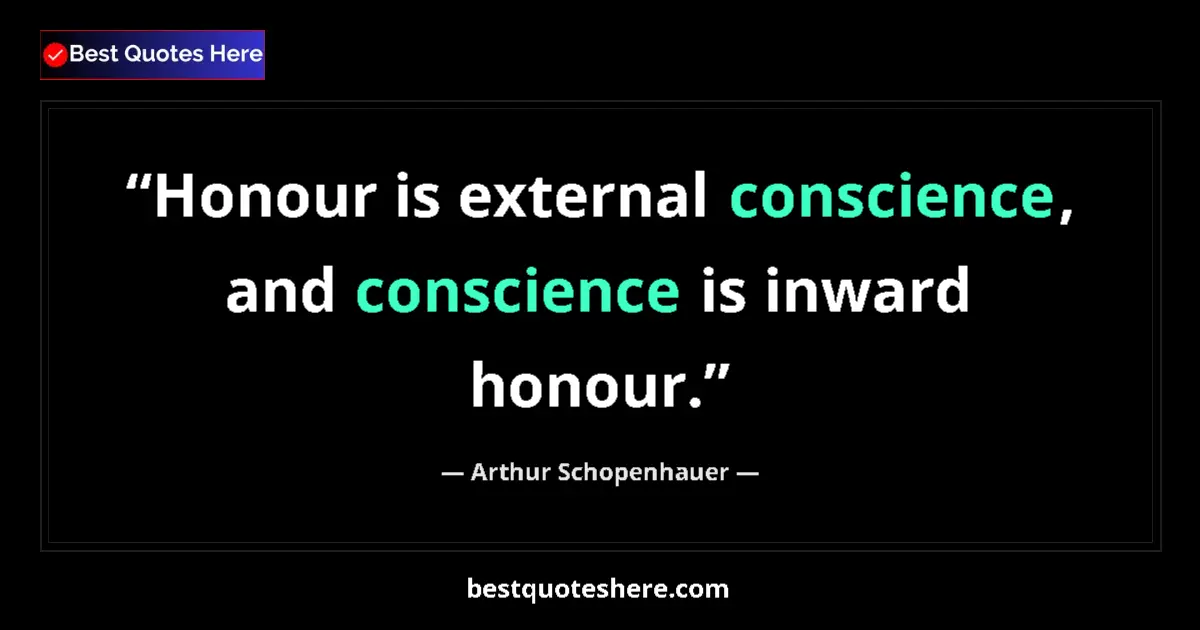 Quote by Arthur Schopenhauer: Honour is external conscience, and conscience is inward honour....