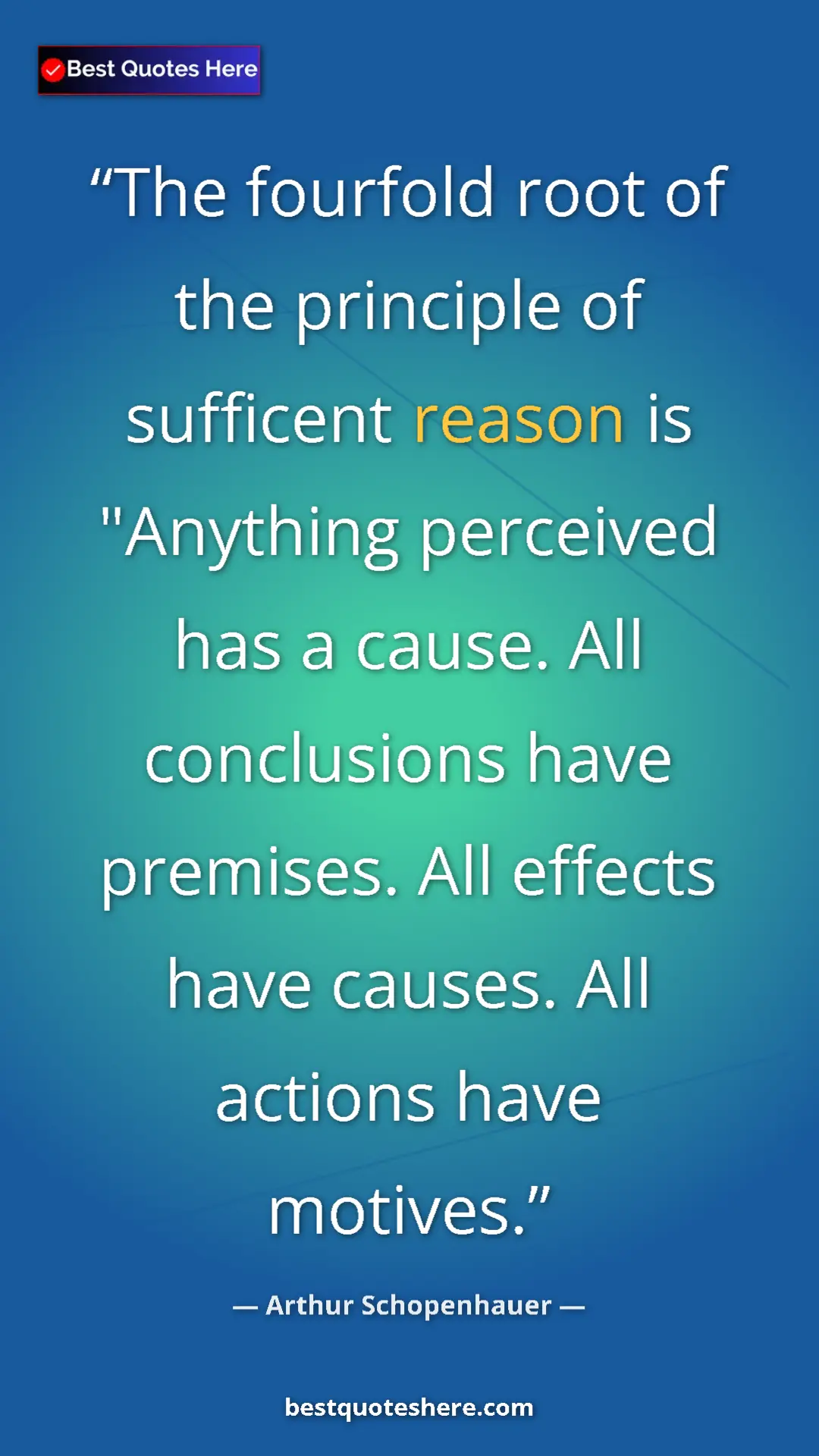 Pinterest quote poster by Arthur Schopenhauer: "The fourfold root of the principle of sufficent reason is..."