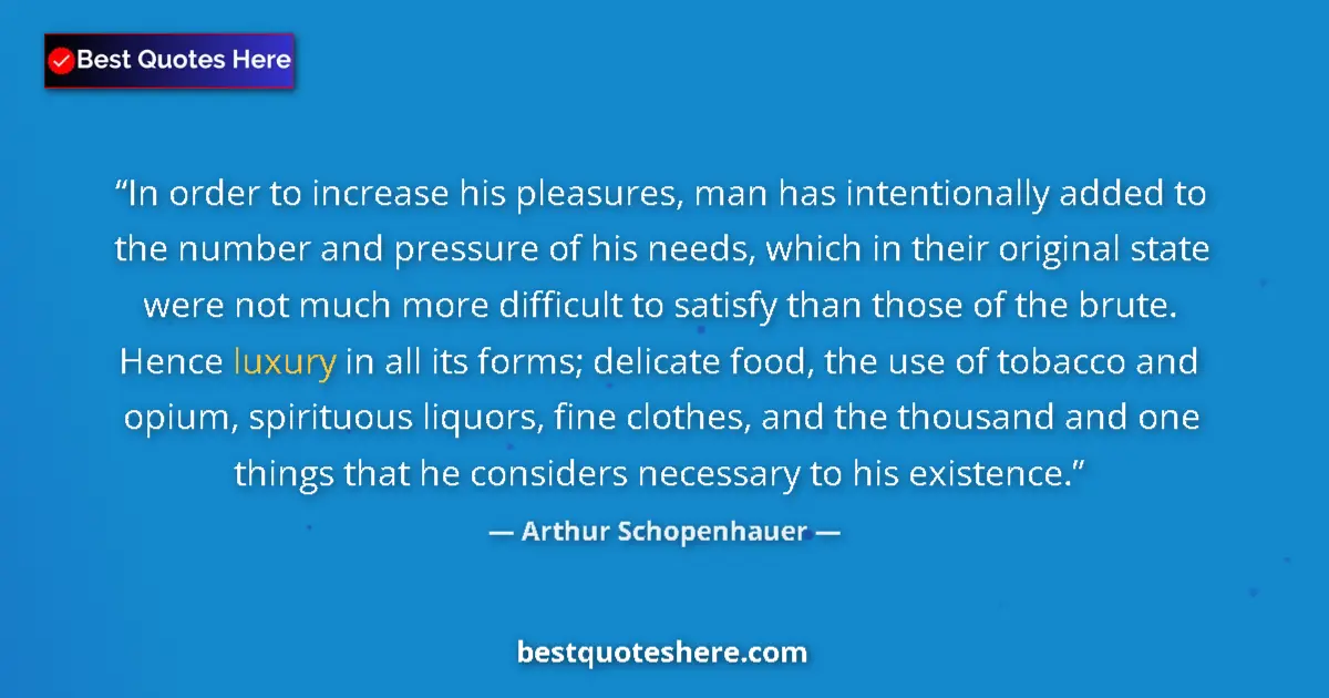 Quote by Arthur Schopenhauer: In order to increase his pleasures, man has intent