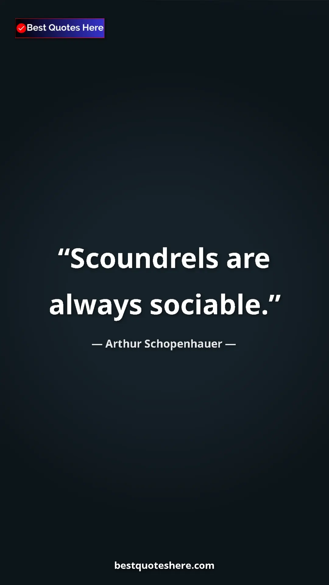 Pinterest quote poster by Arthur Schopenhauer: "Scoundrels are always sociable."