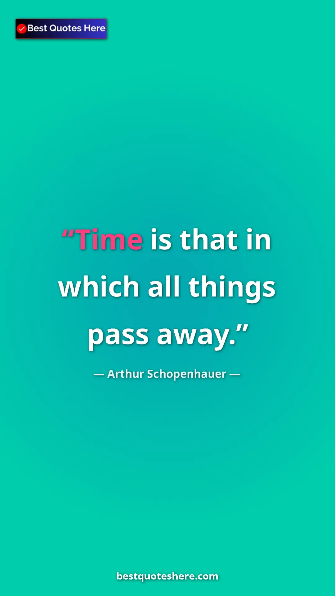 Pinterest quote poster by Arthur Schopenhauer: "Time is that in which all things pass away."