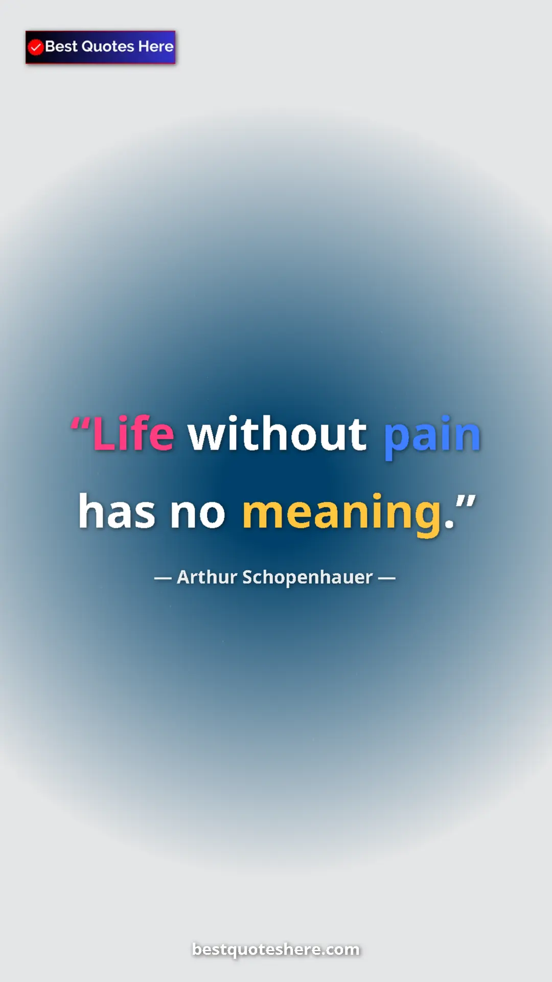 Pinterest quote poster by Arthur Schopenhauer: "Life without pain has no meaning."