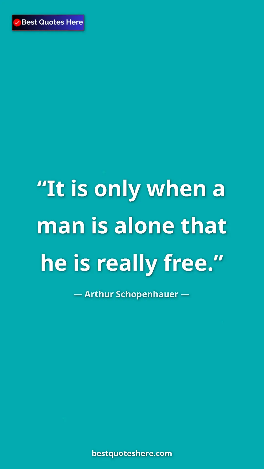 Pinterest quote poster by Arthur Schopenhauer: "It is only when a man is alone that he is really free."