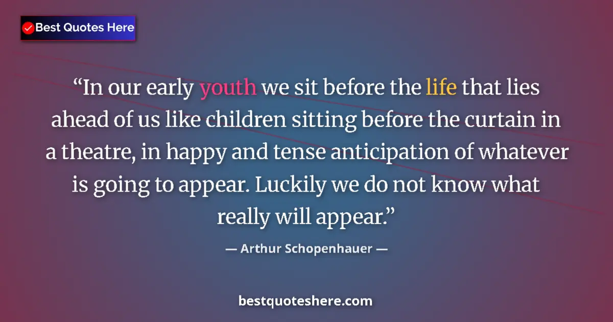 Arthur Schopenhauer Quote: "In our early youth we sit before the life that lies ahead..." Arthur Schopenhauer quote: "In our early youth we sit before the life that lies ahead..."