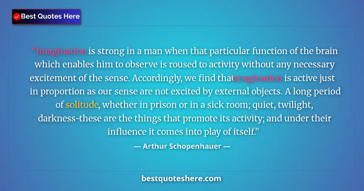 Quote by Arthur Schopenhauer: Imagination is strong in a man when that particular function of the brain which enables him to obser...