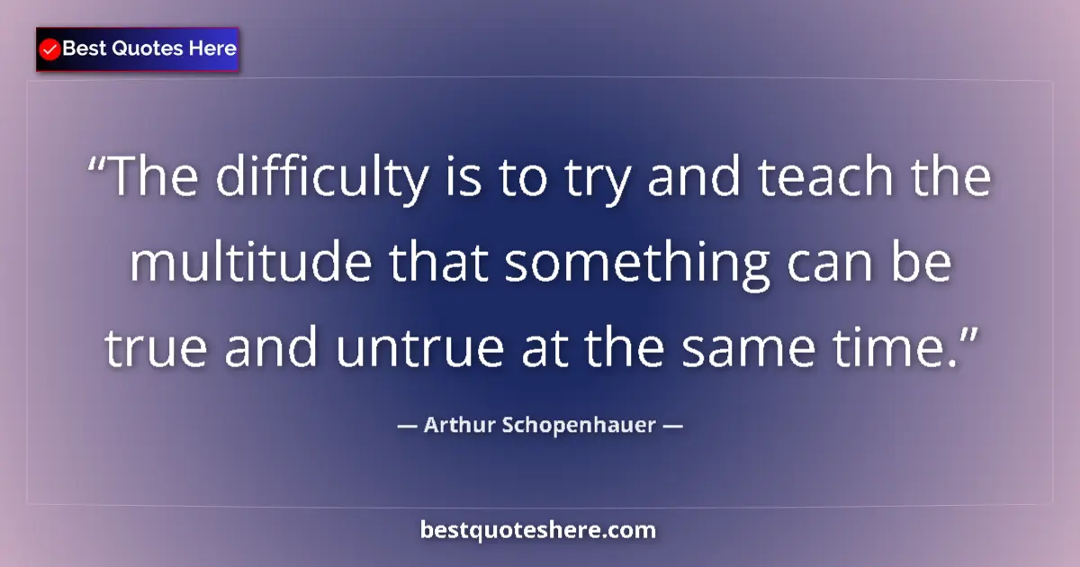 Quote by Arthur Schopenhauer: The difficulty is to try and teach the multitude t