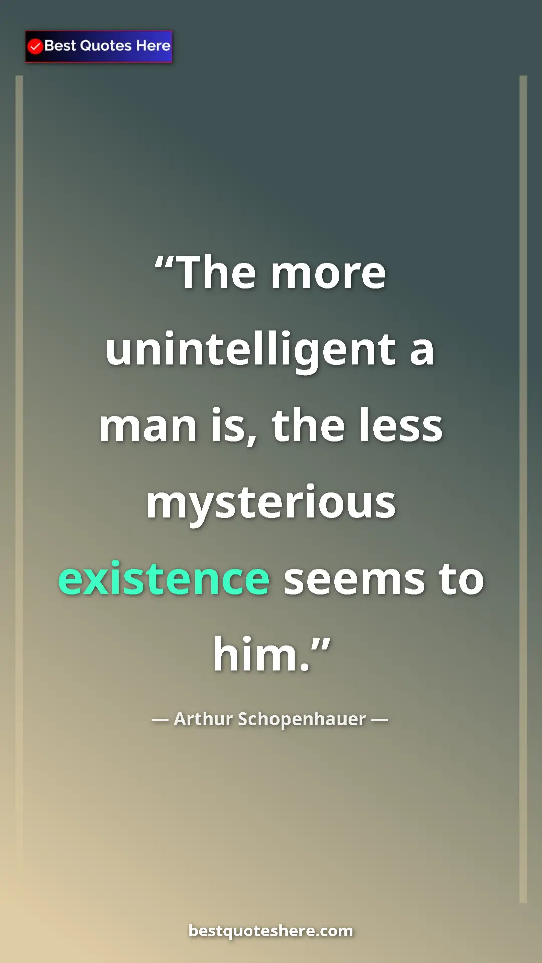 Pinterest quote poster by Arthur Schopenhauer: "The more unintelligent a man is, the less mysterious..."
