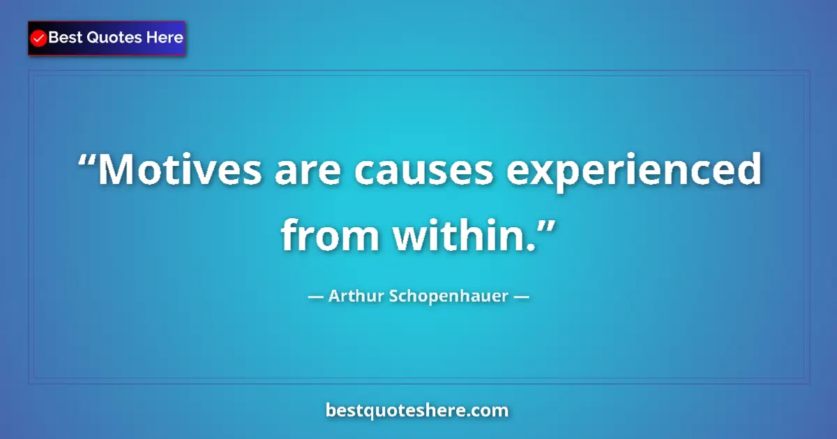 Quote by Arthur Schopenhauer: Motives are causes experienced from within.