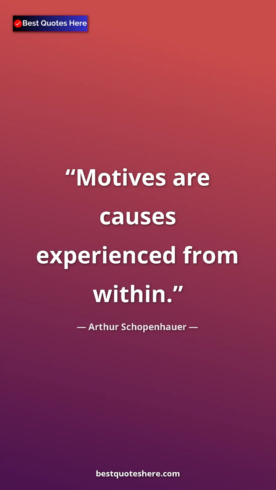Pinterest quote poster by Arthur Schopenhauer: "Motives are causes experienced from within."