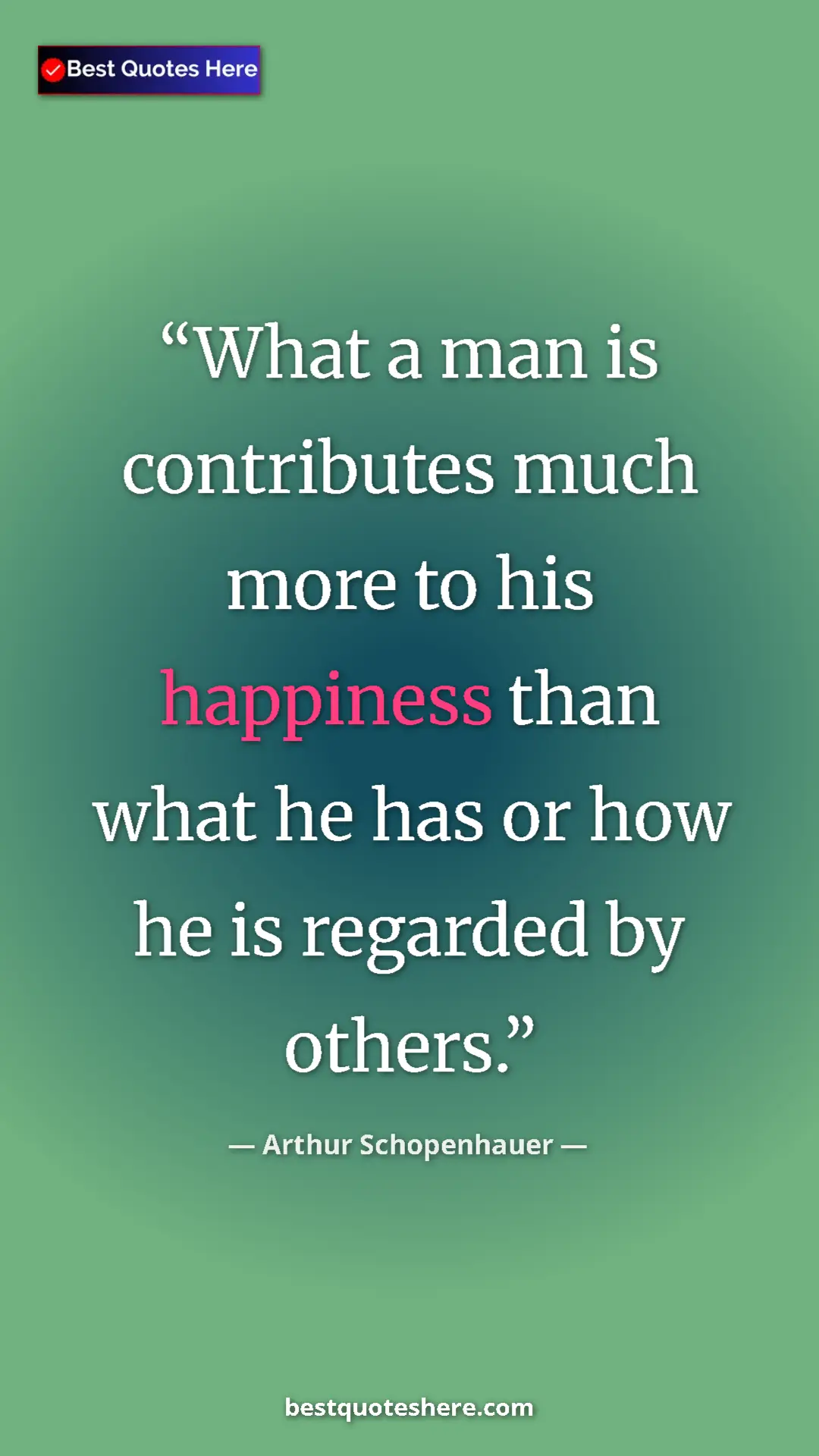 Pinterest quote poster by Arthur Schopenhauer: "What a man is contributes much more to his happiness than..."