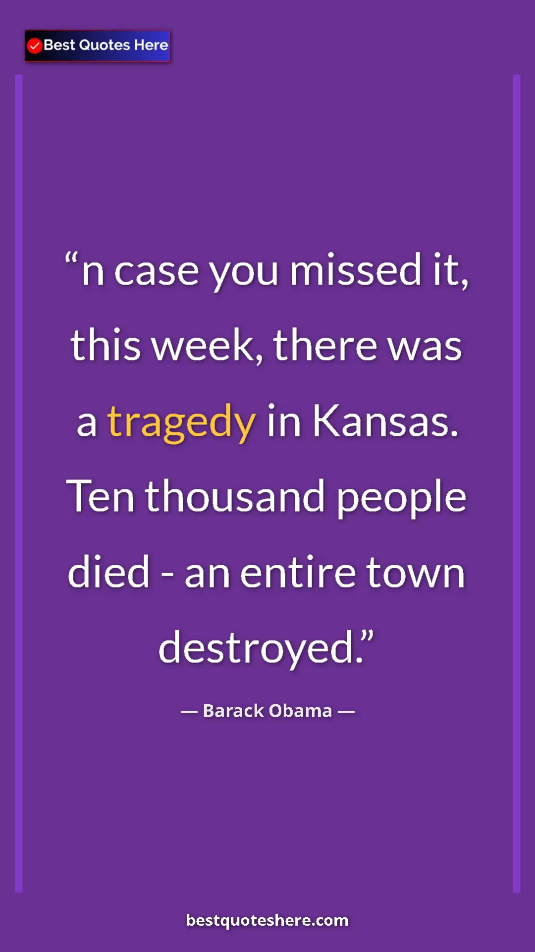 Barack Obama Quote Card: "n case you missed it, this week, there was a tragedy in..." Pinterest quote poster by Barack Obama: "n case you missed it, this week, there was a tragedy in..."