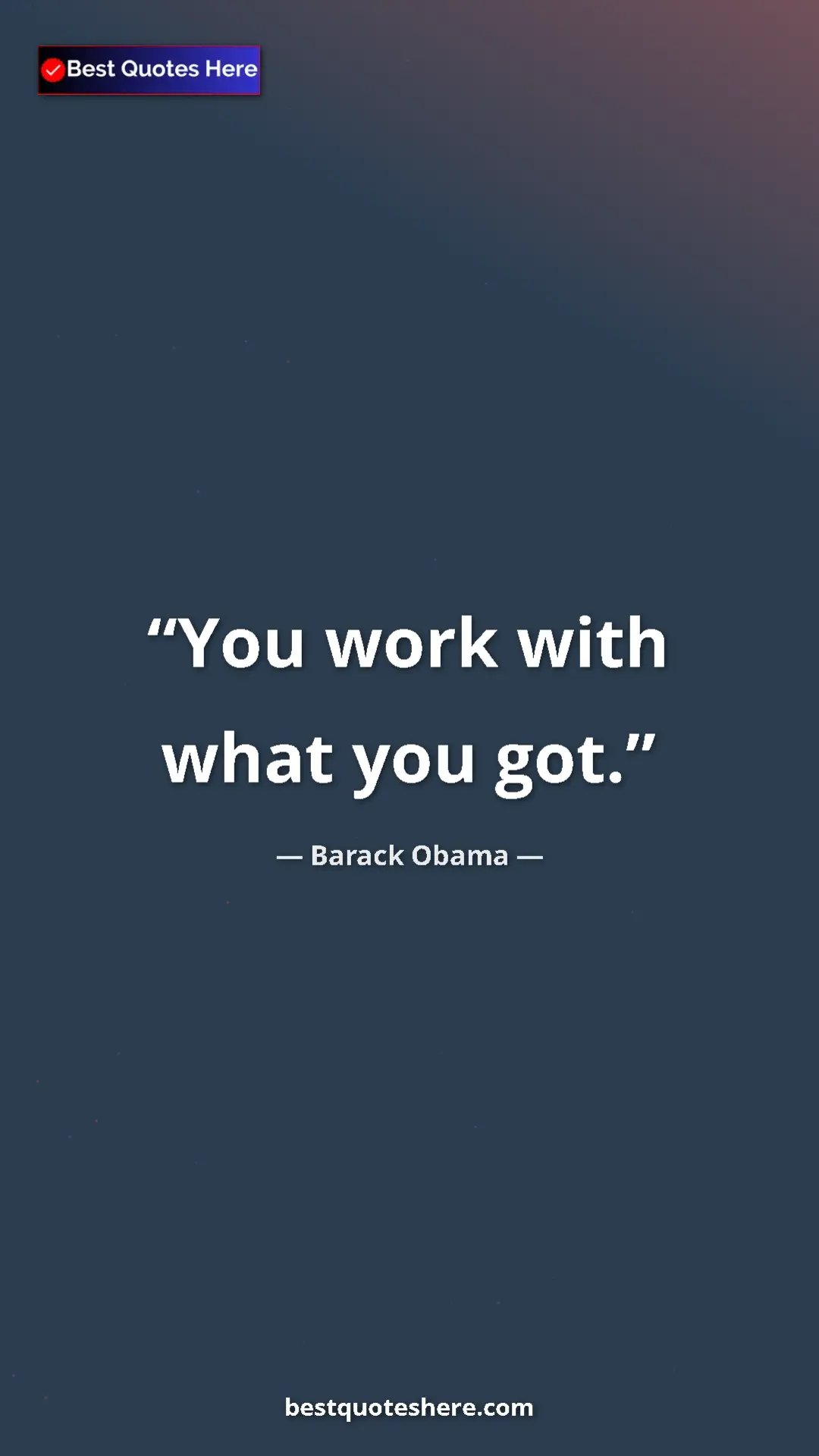 Pinterest quote poster by Barack Obama: "You work with what you got."