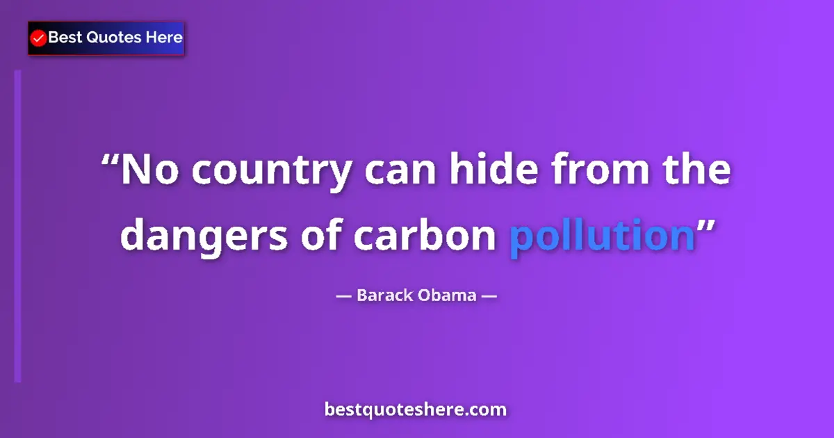 Quote by Barack Obama: No country can hide from the dangers of carbon pollution...