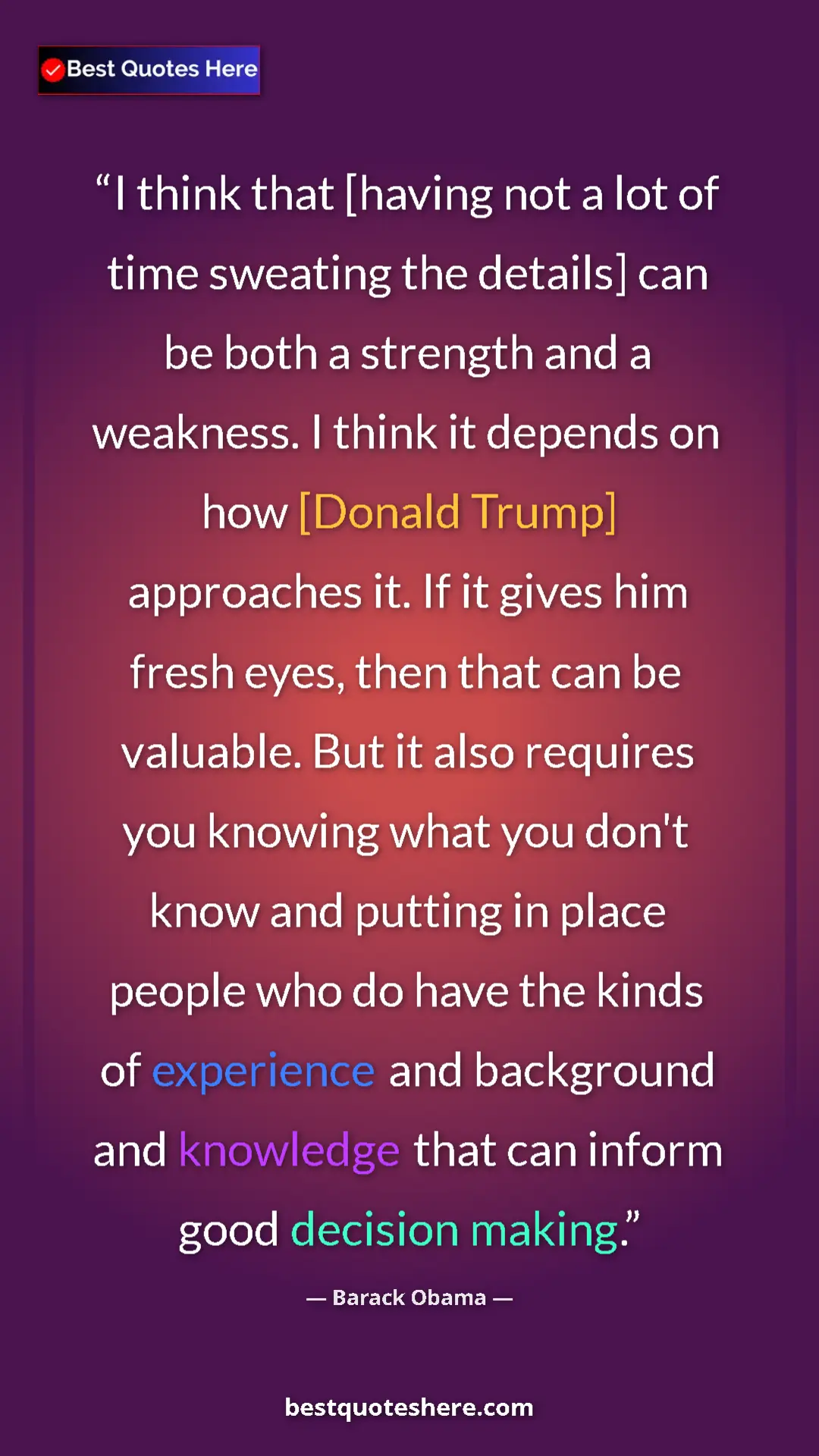 Barack Obama Quote Card: "I think that [having not a lot of time sweating the..." Pinterest quote poster by Barack Obama: "I think that [having not a lot of time sweating the..."