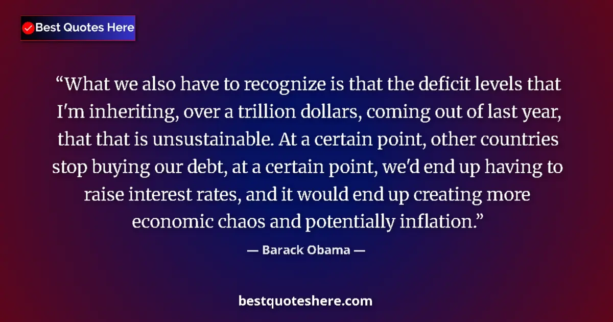 Image for the quote by Barack Obama: What we also have to recognize is that the deficit levels that I'm inheriting, over a trillion dolla...