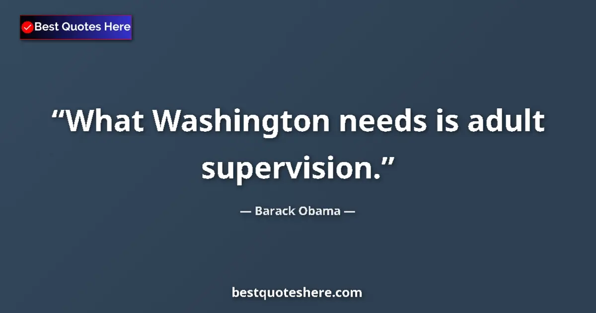 Image for the quote by Barack Obama: What Washington needs is adult supervision....