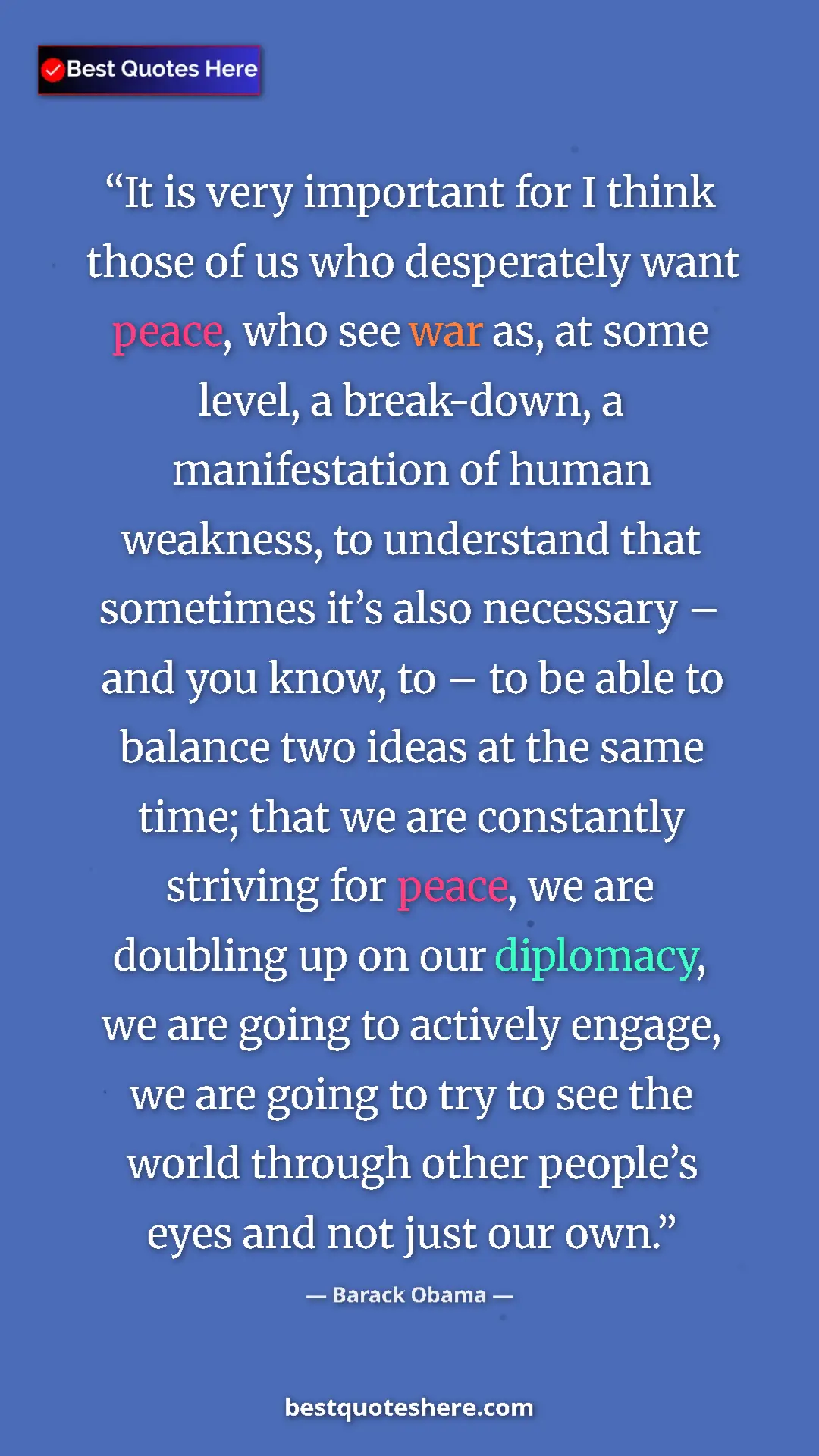 Pinterest quote poster by Barack Obama: "It is very important for I think those of us who..."