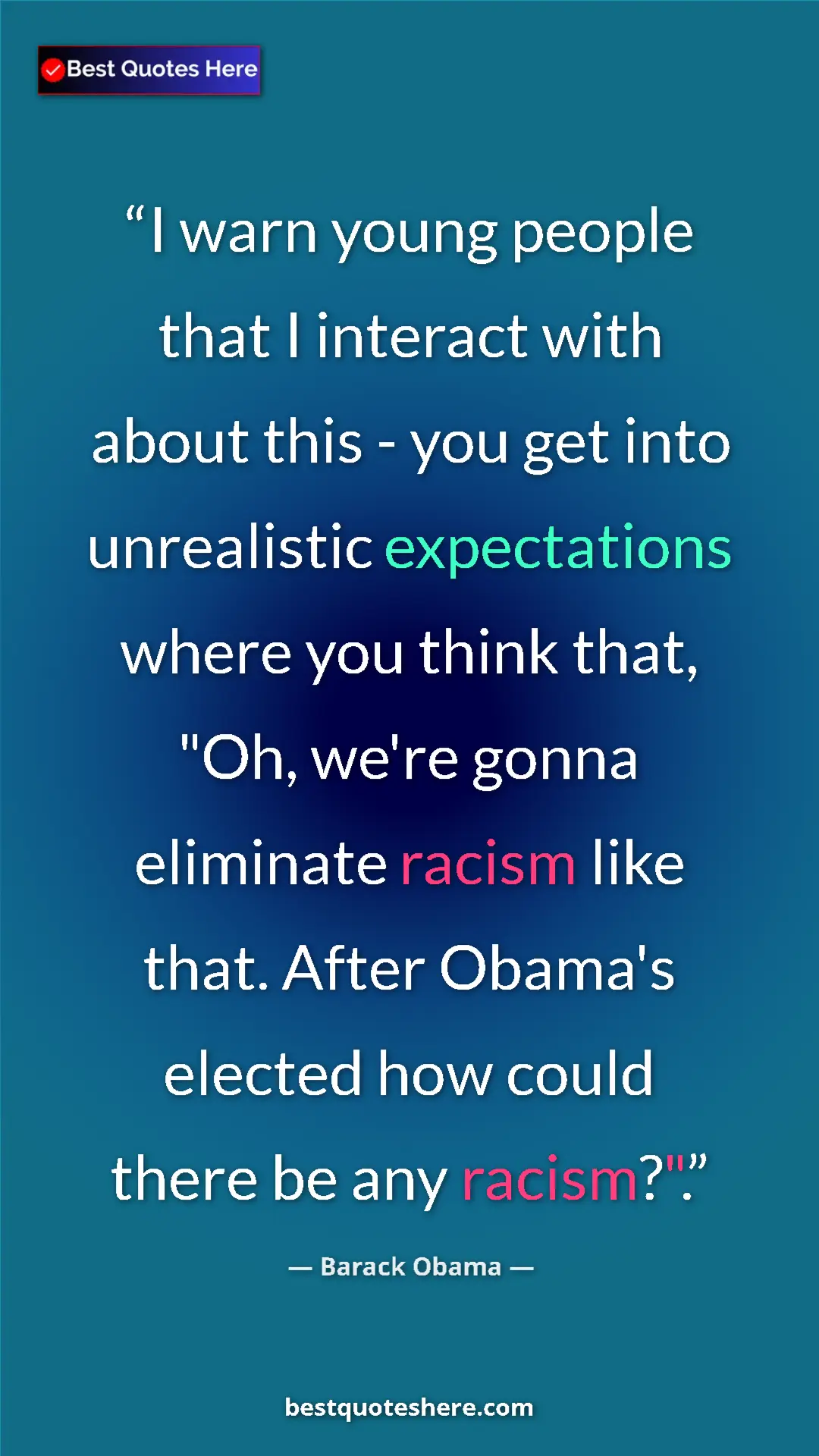 Barack Obama Quote Card: "I warn young people that I interact with about this - you..." Pinterest quote poster by Barack Obama: "I warn young people that I interact with about this - you..."