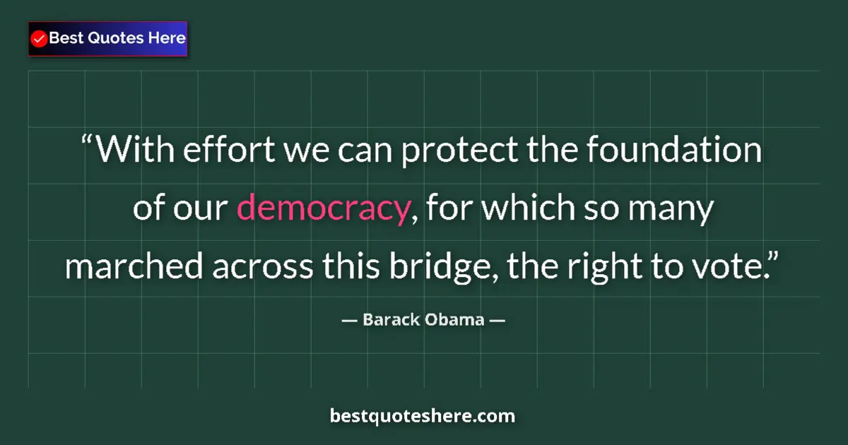 Image for the quote by Barack Obama: With effort we can protect the foundation of our democracy, for which so many marched across this br...