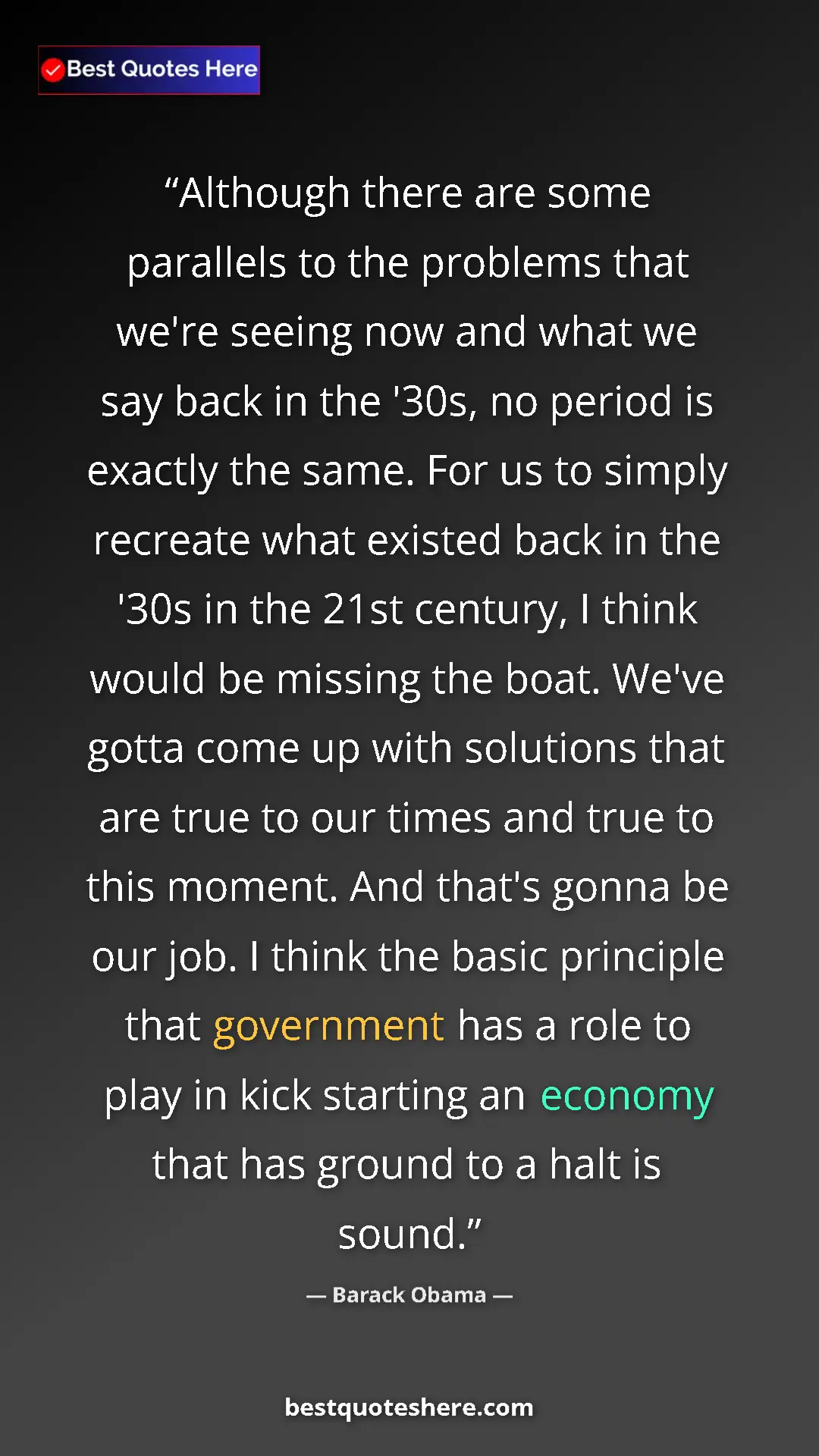 Barack Obama Quote Card: "Although there are some parallels to the problems that..." Pinterest quote poster by Barack Obama: "Although there are some parallels to the problems that..."