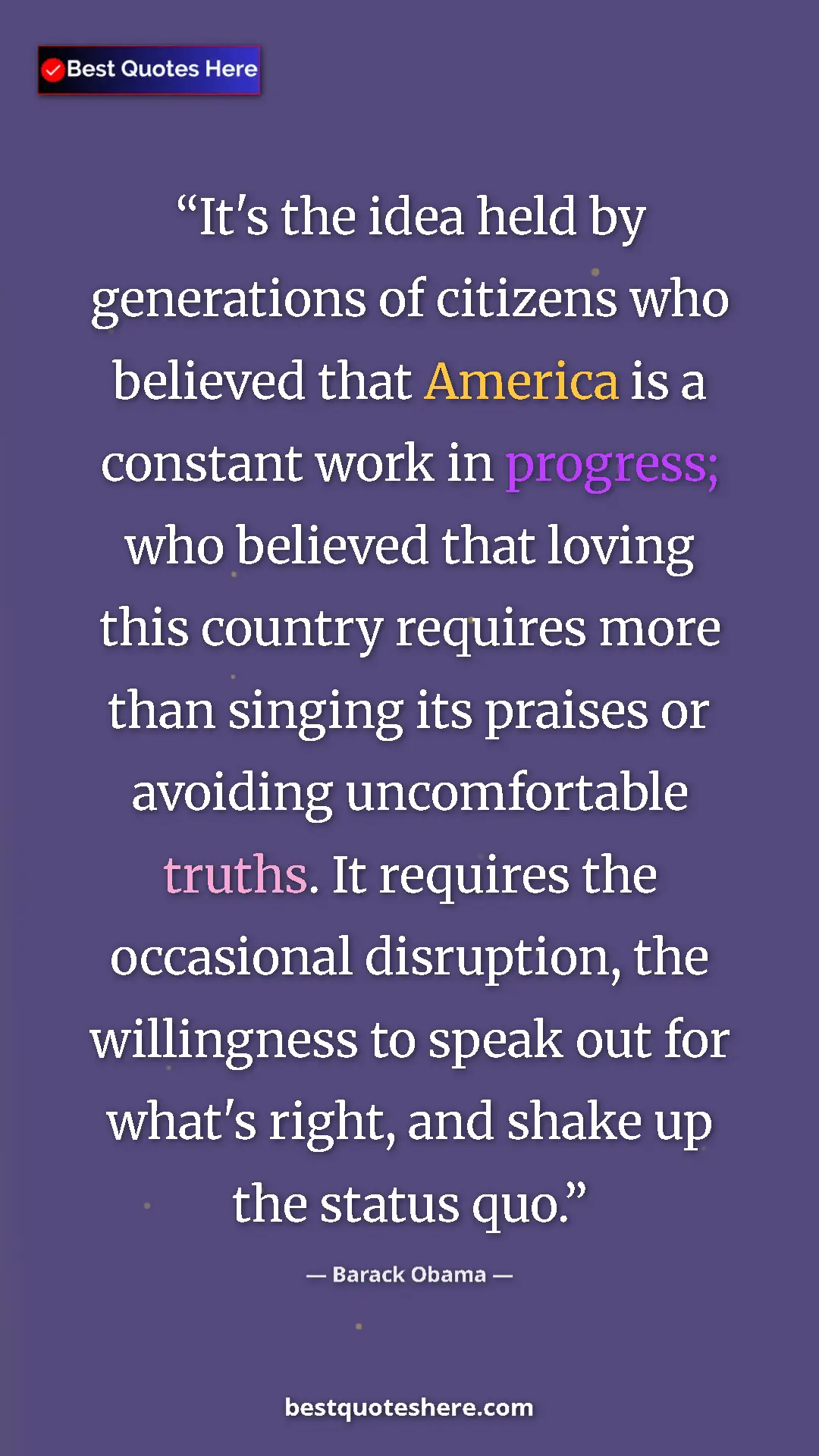 Barack Obama Quote Card: "It's the idea held by generations of citizens who believed..." Pinterest quote poster by Barack Obama: "It's the idea held by generations of citizens who believed..."