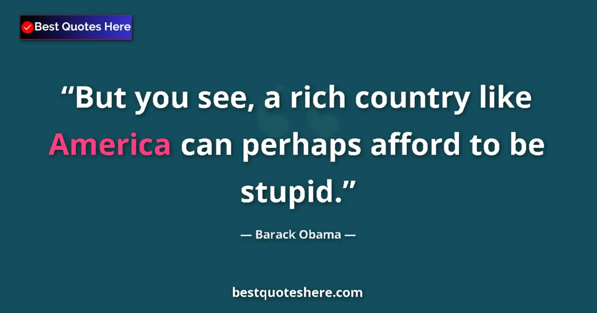 Image for the quote by Barack Obama: But you see, a rich country like America can perhaps afford to be stupid....