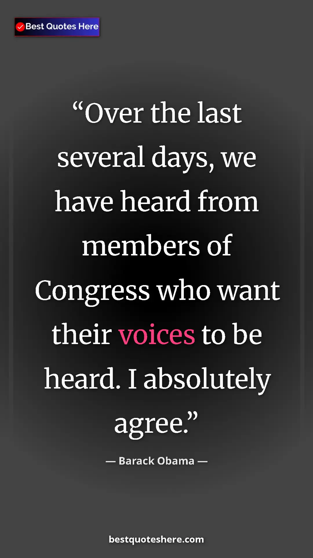 Barack Obama Quote Card: "Over the last several days, we have heard from members of Co" Pinterest quote poster by Barack Obama: "Over the last several days, we have heard from members of Co"