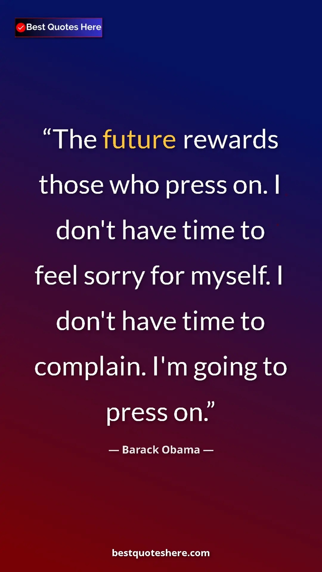 Pinterest quote poster by Barack Obama: "The future rewards those who press on. I don't have time to..."