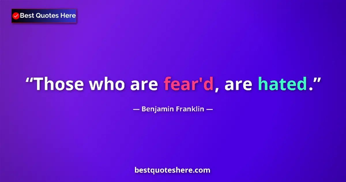 Image for the quote by Benjamin Franklin: Those who are fear'd, are hated....
