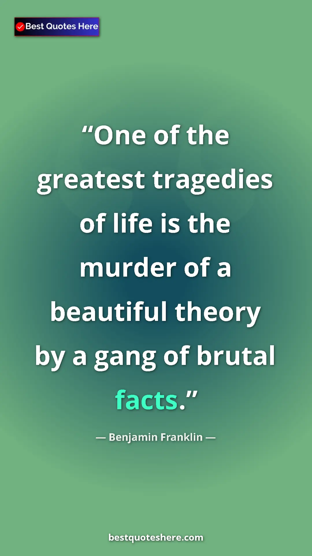 Benjamin Franklin Quote Card: "One of the greatest tragedies of life is the murder of a..." Pinterest quote poster by Benjamin Franklin: "One of the greatest tragedies of life is the murder of a..."