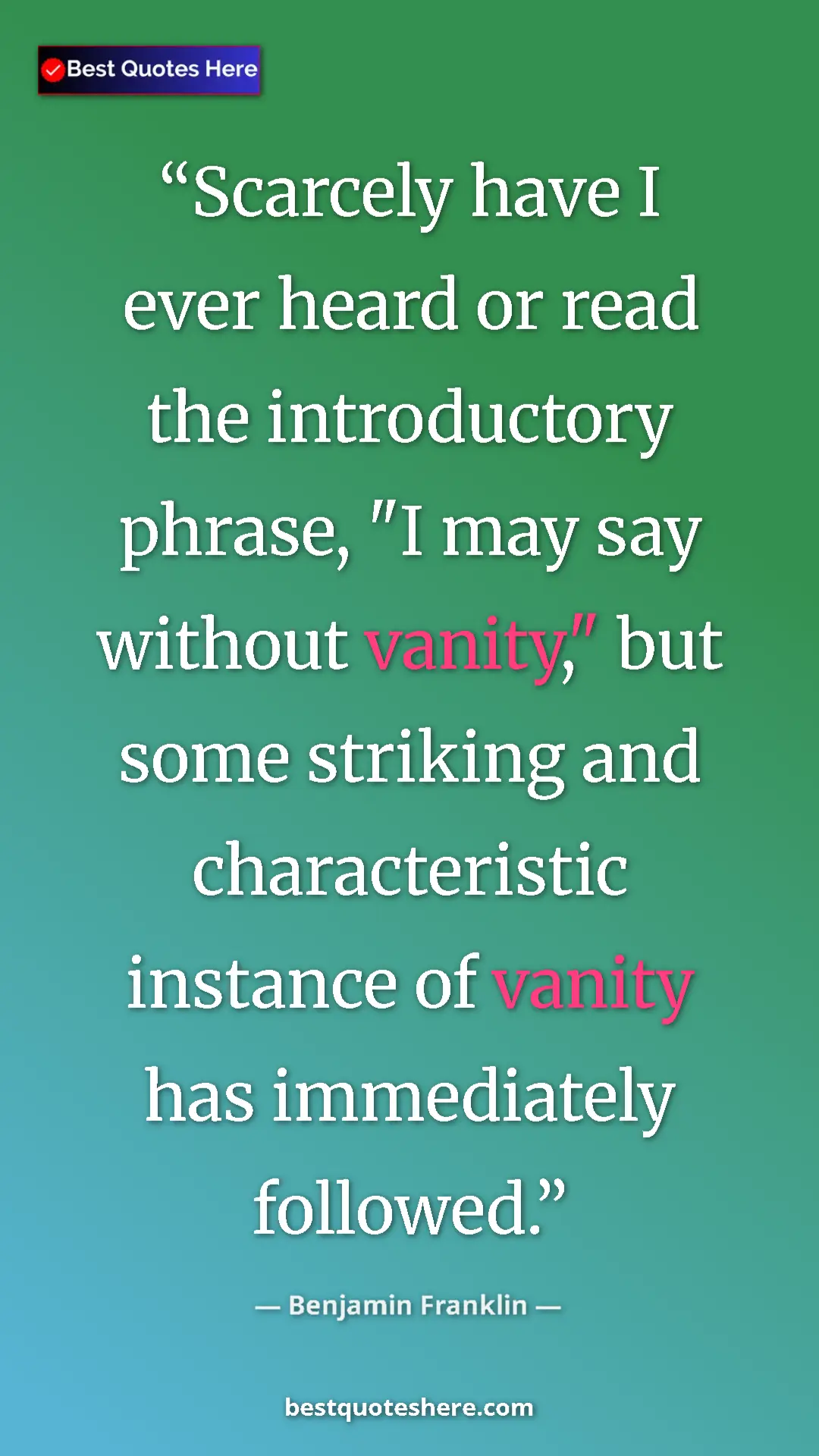 Benjamin Franklin Quote Card: "Scarcely have I ever heard or read the introductory phrase,..." Pinterest quote poster by Benjamin Franklin: "Scarcely have I ever heard or read the introductory phrase,..."