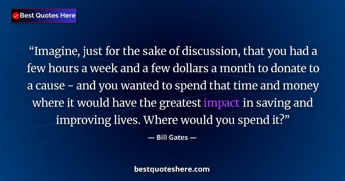 Quote by Bill Gates: Imagine, just for the sake of discussion, that you had a few hours a week and a few dollars a month ...