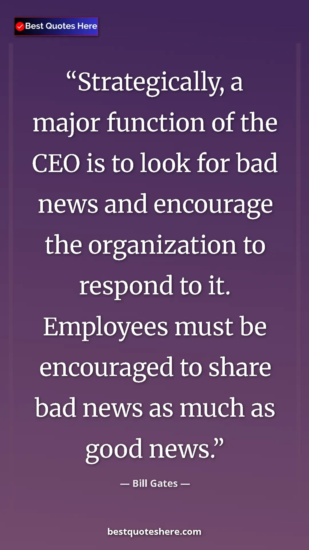 Bill Gates Quote Card: "Strategically, a major function of the CEO is to look for..." Pinterest quote poster by Bill Gates: "Strategically, a major function of the CEO is to look for..."