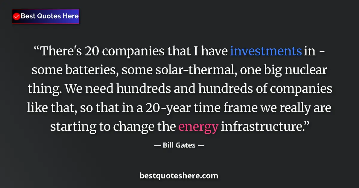 Bill Gates quote: "There's 20 companies that I have investments in - some..."