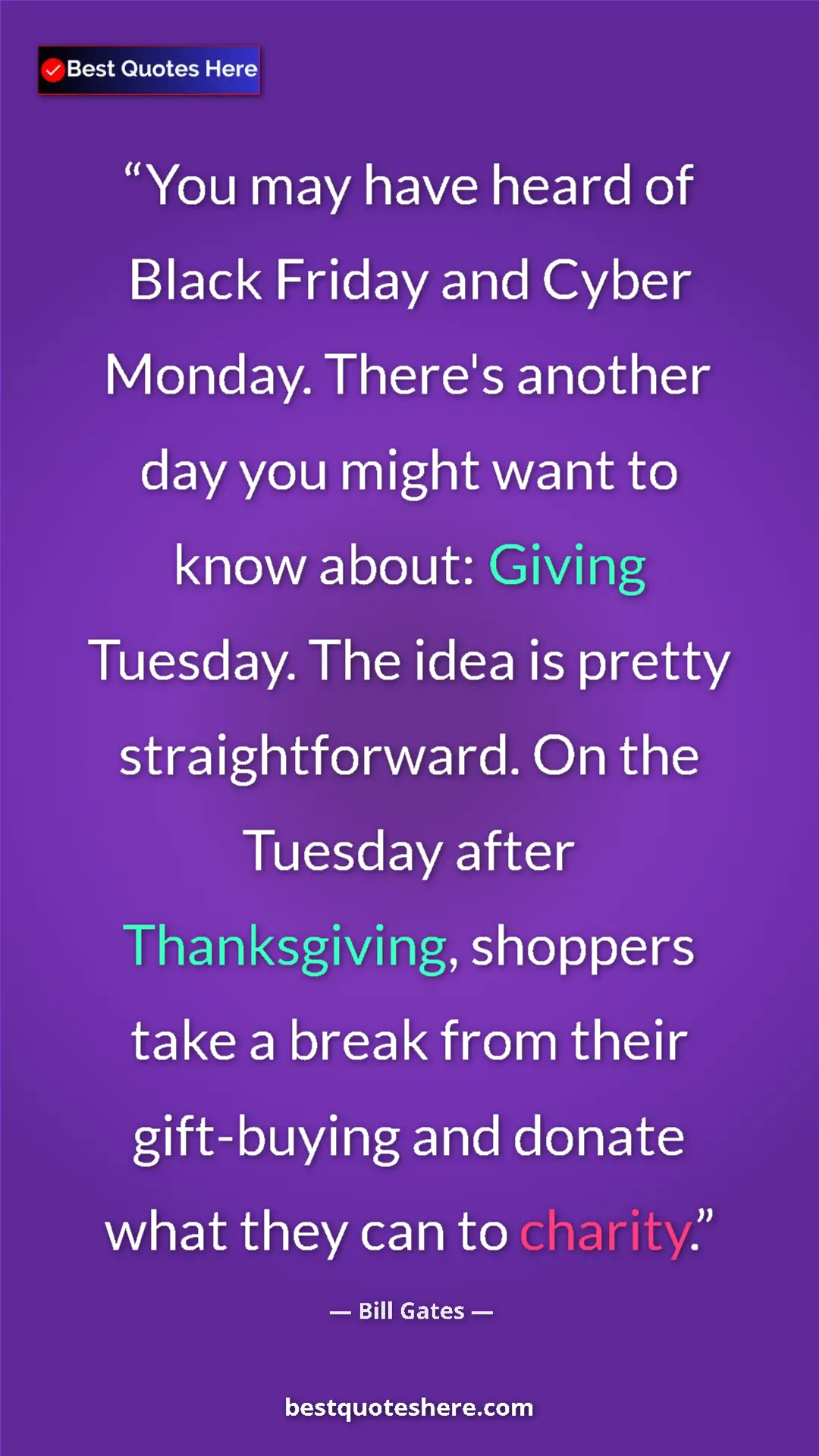 Pinterest quote poster by Bill Gates: "You may have heard of Black Friday and Cyber Monday...."