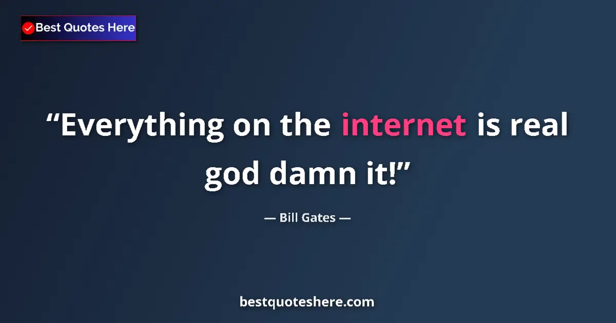 Quote by Bill Gates: Everything on the internet is real god damn it!...