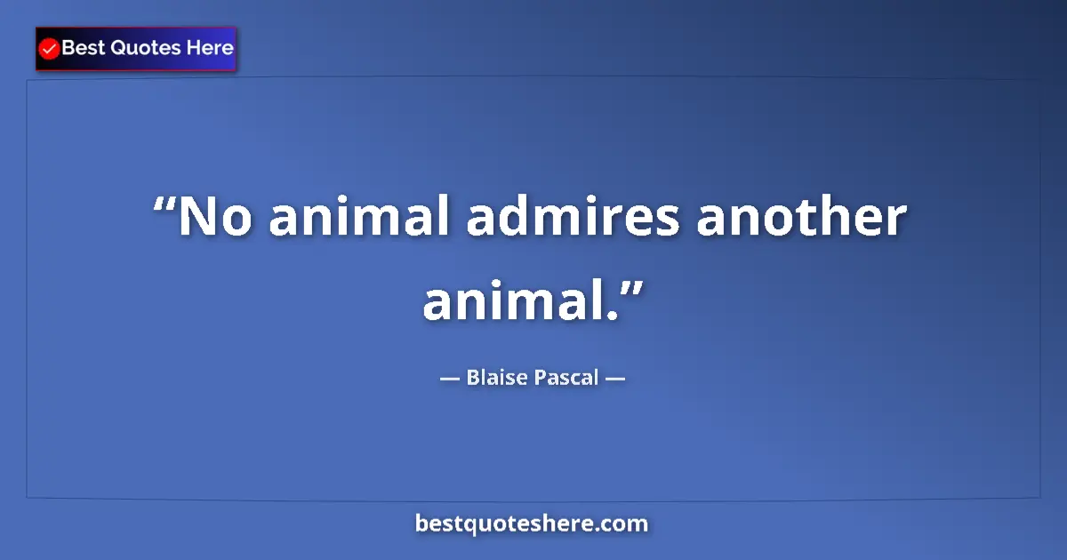 Quote by Blaise Pascal: No animal admires another animal....
