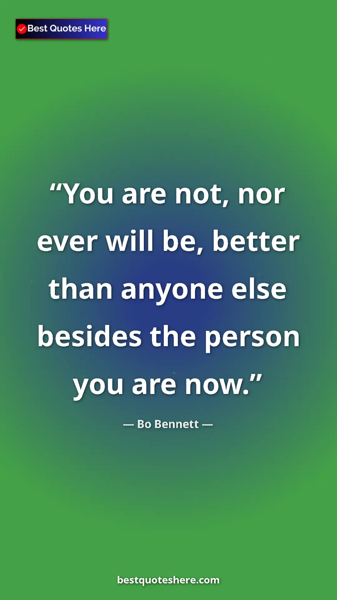 Pinterest quote poster by Bo Bennett: "You are not, nor ever will be, better than anyone else besid"
