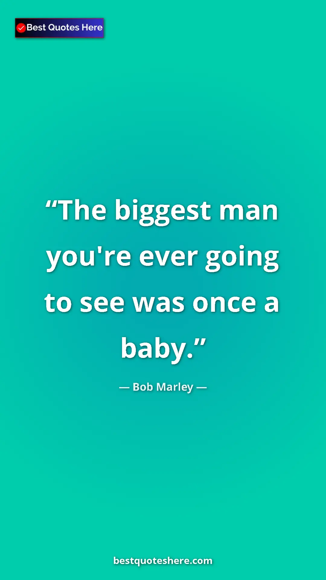Pinterest quote poster by Bob Marley: "The biggest man you're ever going to see was once a baby."