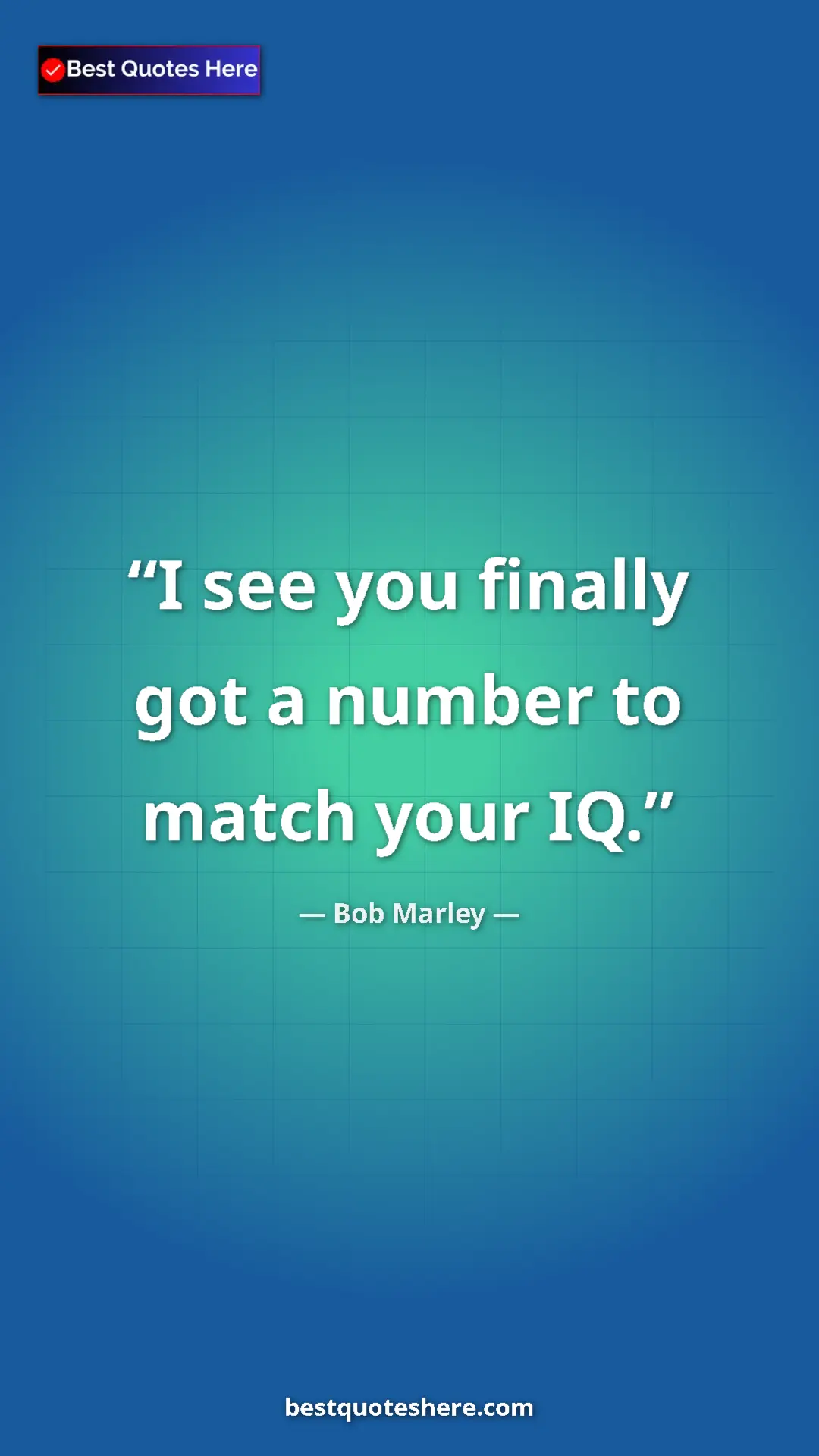 Pinterest quote poster by Bob Marley: "I see you finally got a number to match your IQ."