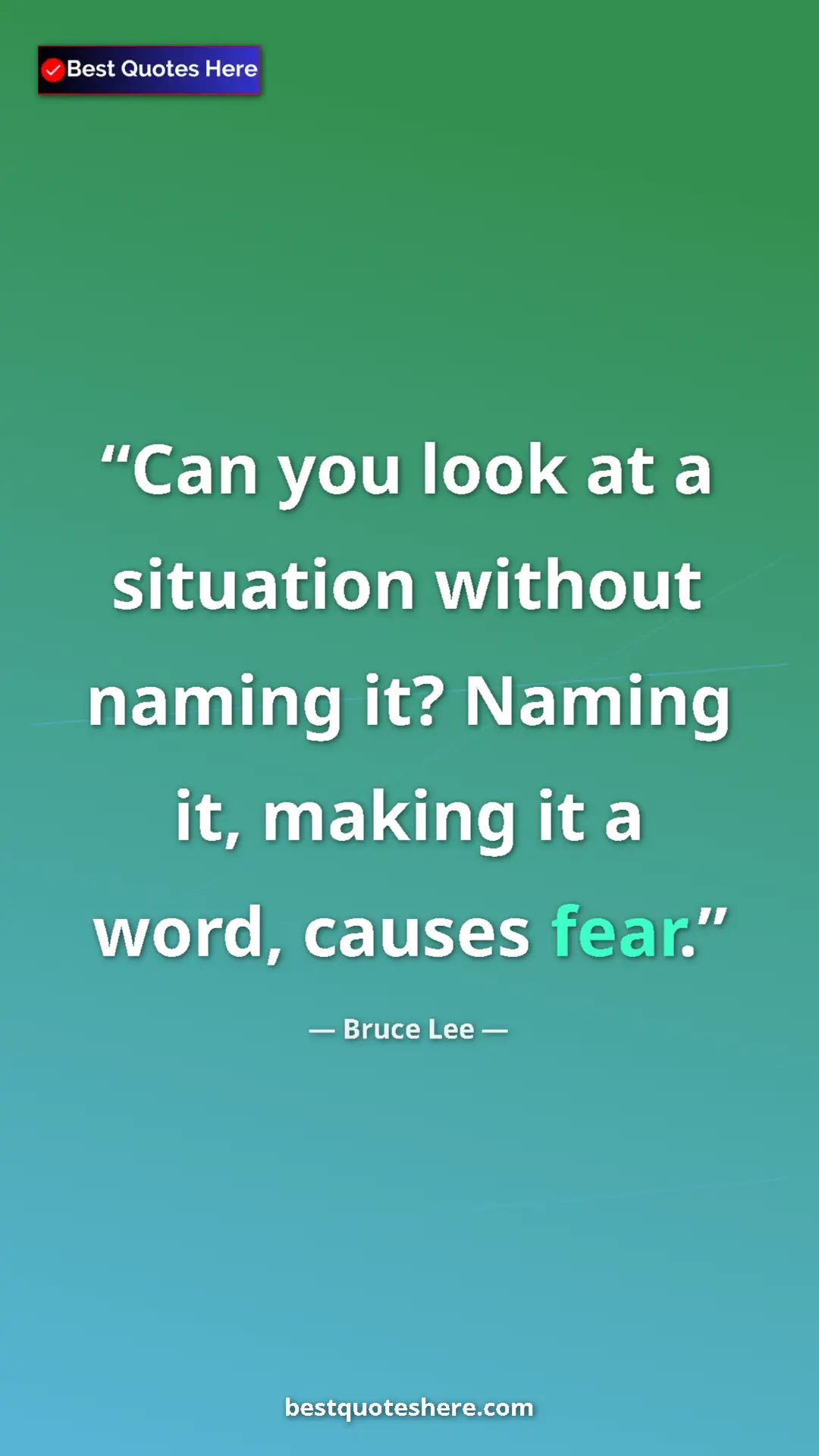 Bruce Lee Quote Card: "Can you look at a situation without naming it? Naming it,..." Pinterest quote poster by Bruce Lee: "Can you look at a situation without naming it? Naming it,..."