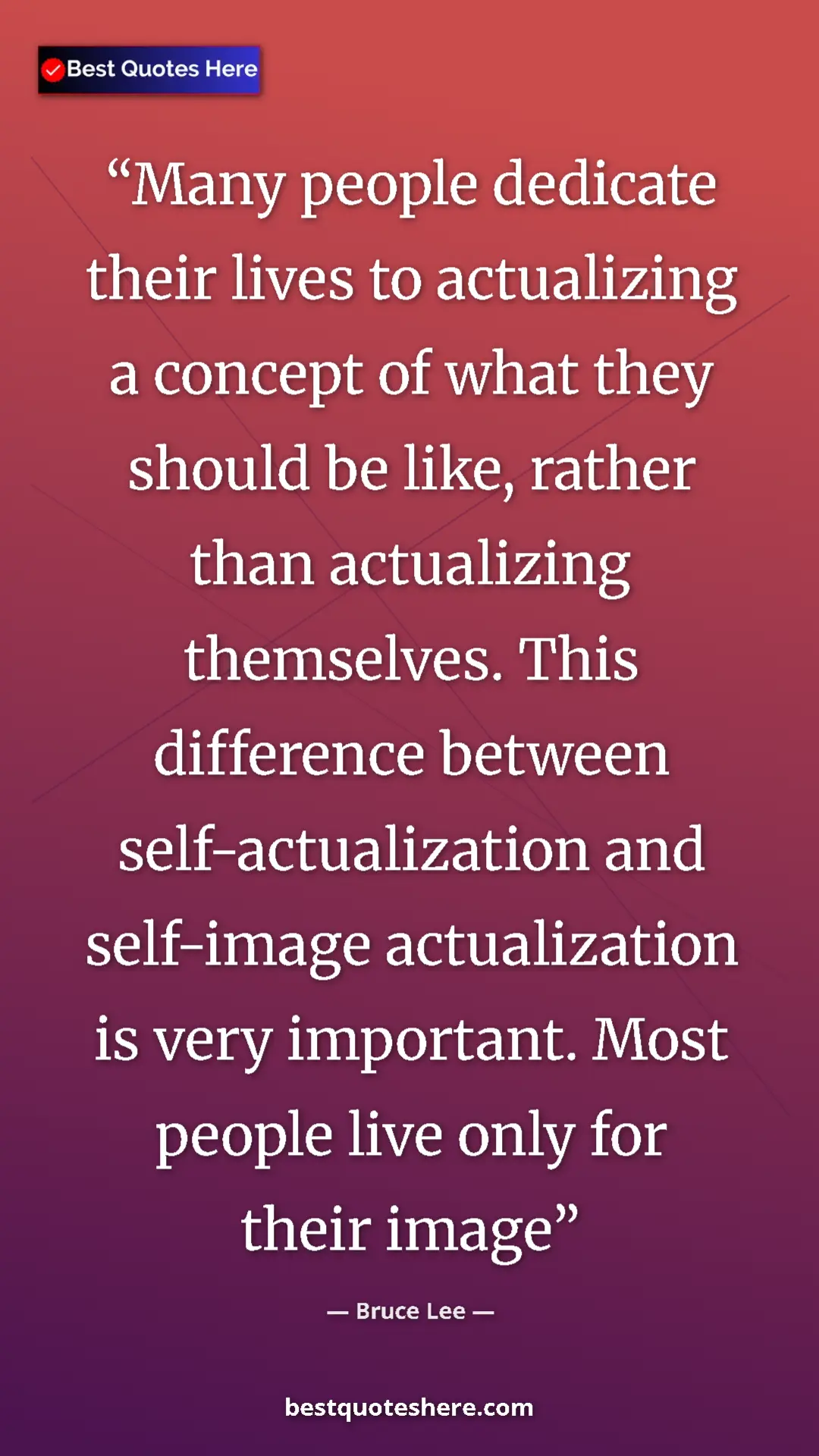 Bruce Lee Quote Card: "Many people dedicate their lives to actualizing a concept..." Pinterest quote poster by Bruce Lee: "Many people dedicate their lives to actualizing a concept..."