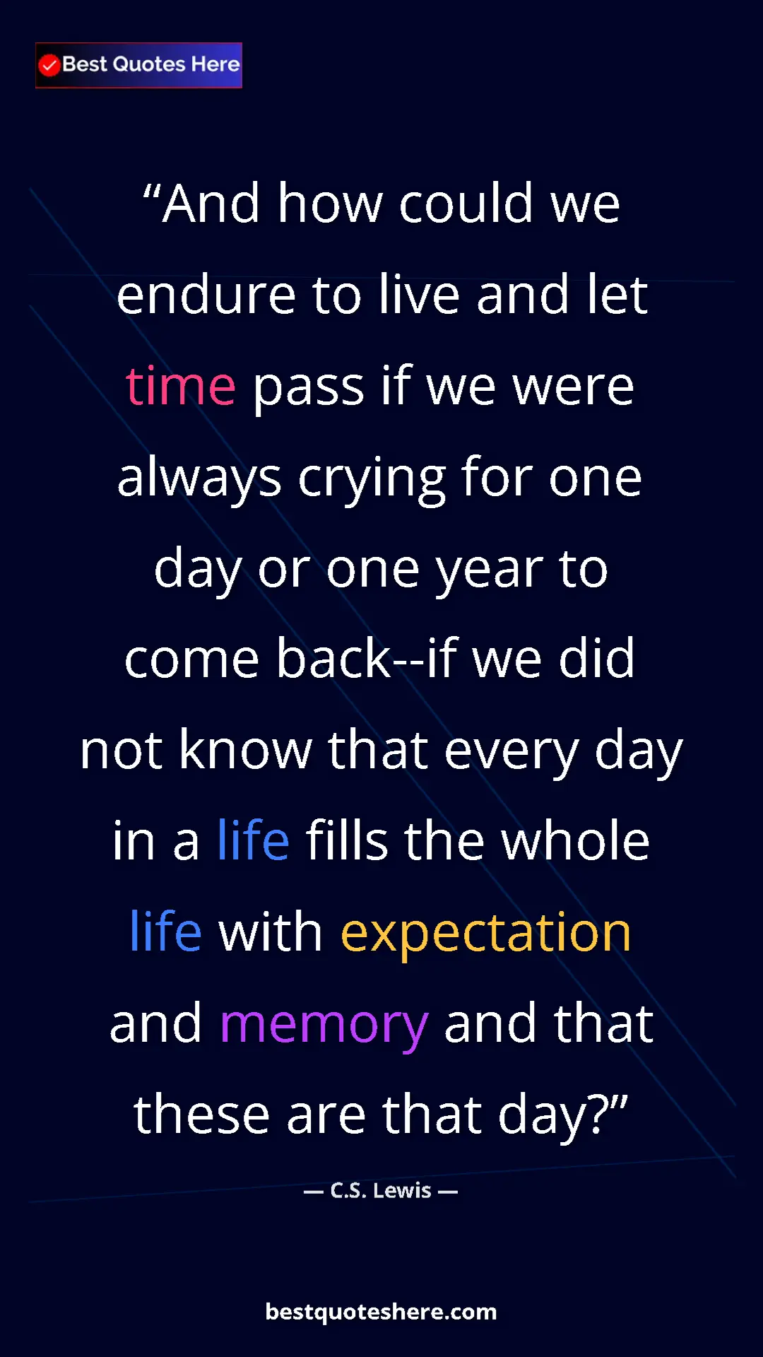 C.S. Lewis Quote Card: "And how could we endure to live and let time pass if we..." Pinterest quote poster by C.S. Lewis: "And how could we endure to live and let time pass if we..."