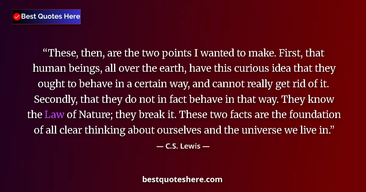 Quote by C.S. Lewis: These, then, are the two points I wanted to make. First, that human beings, all over the earth, have...