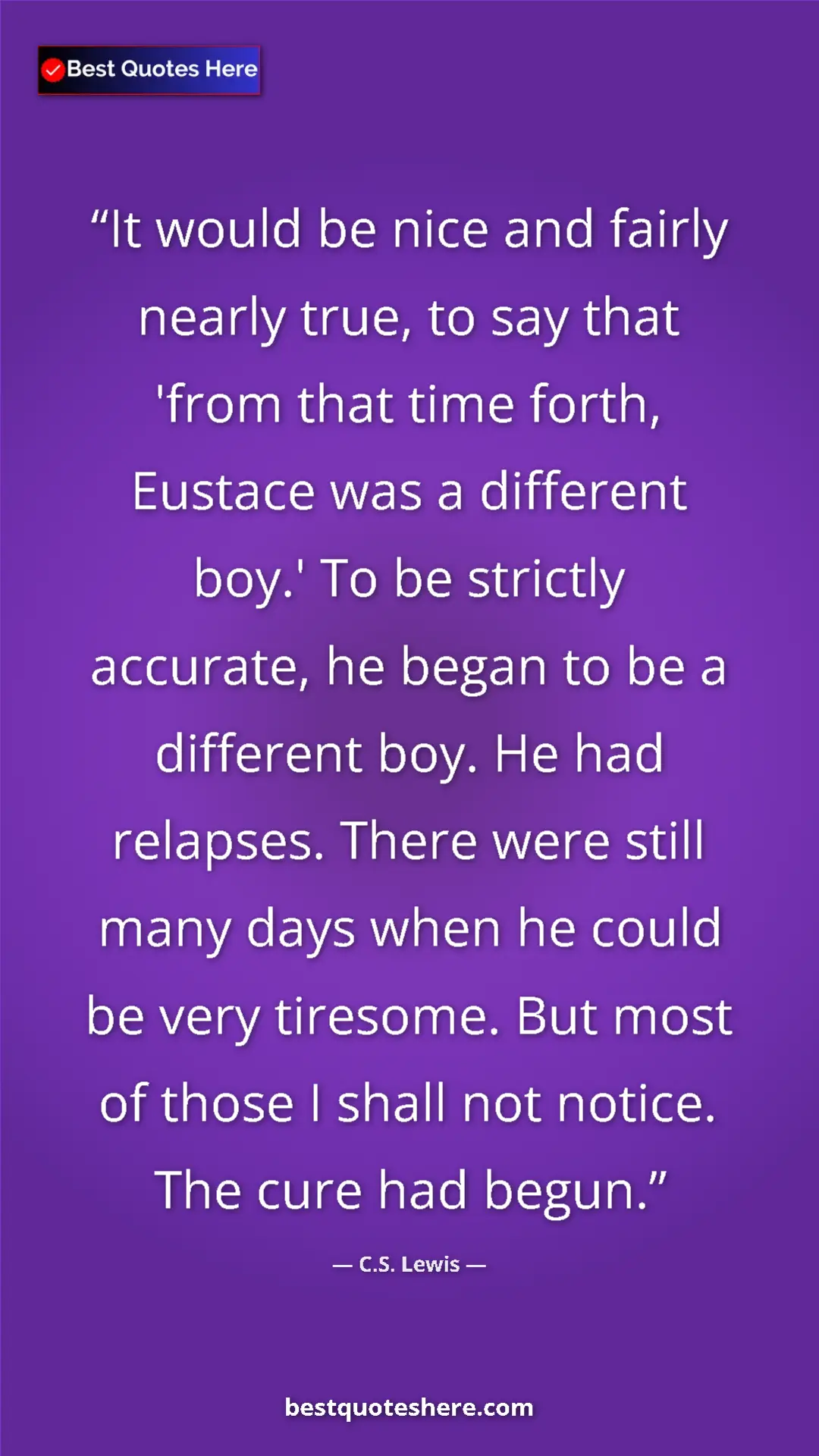 C.S. Lewis Quote Card: "It would be nice and fairly nearly true, to say that 'from..." Pinterest quote poster by C.S. Lewis: "It would be nice and fairly nearly true, to say that 'from..."